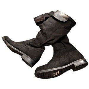 Unisa Black Knee-High Boots 8.5M Faux Leather & Suede Women's Winter Footwear